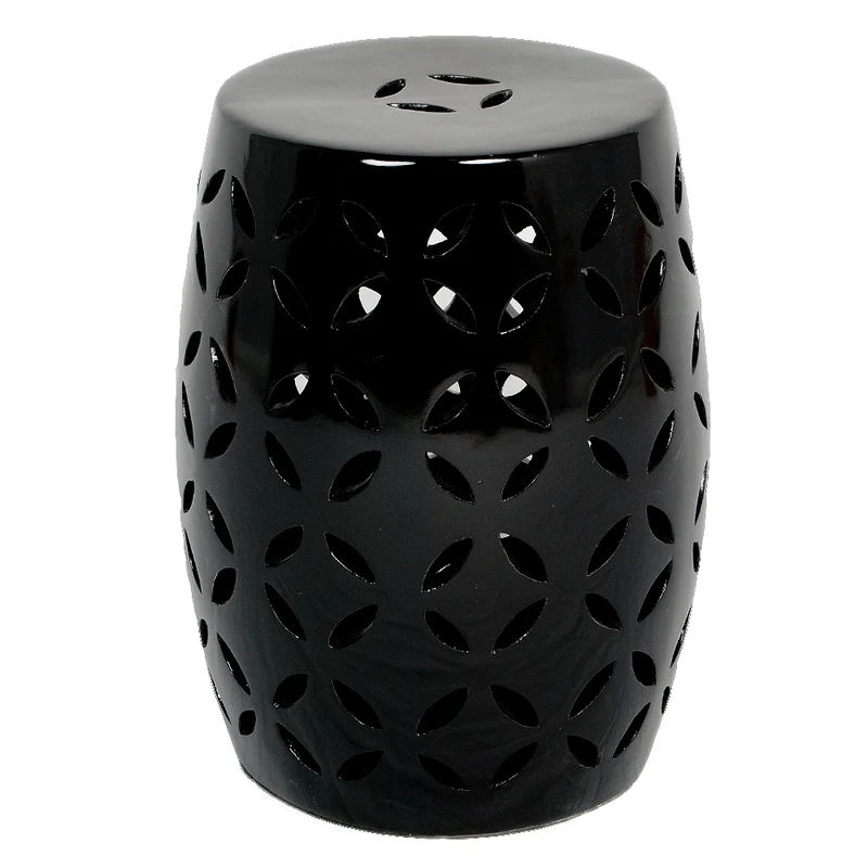Terracotta Beistellisch MADARIN Farbe Schwarz H40cm Hocker