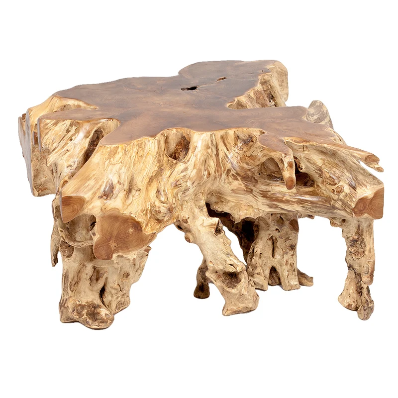 Einzigartiger Teak-Wurzel Couchtisch AKAR Natural ca. 80x80cm