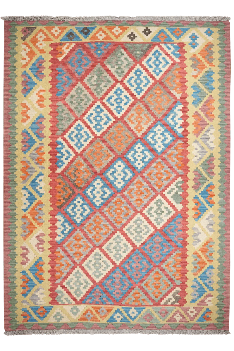 Kelim Gashgai · Handgewebt – Rot, 253x182 cm