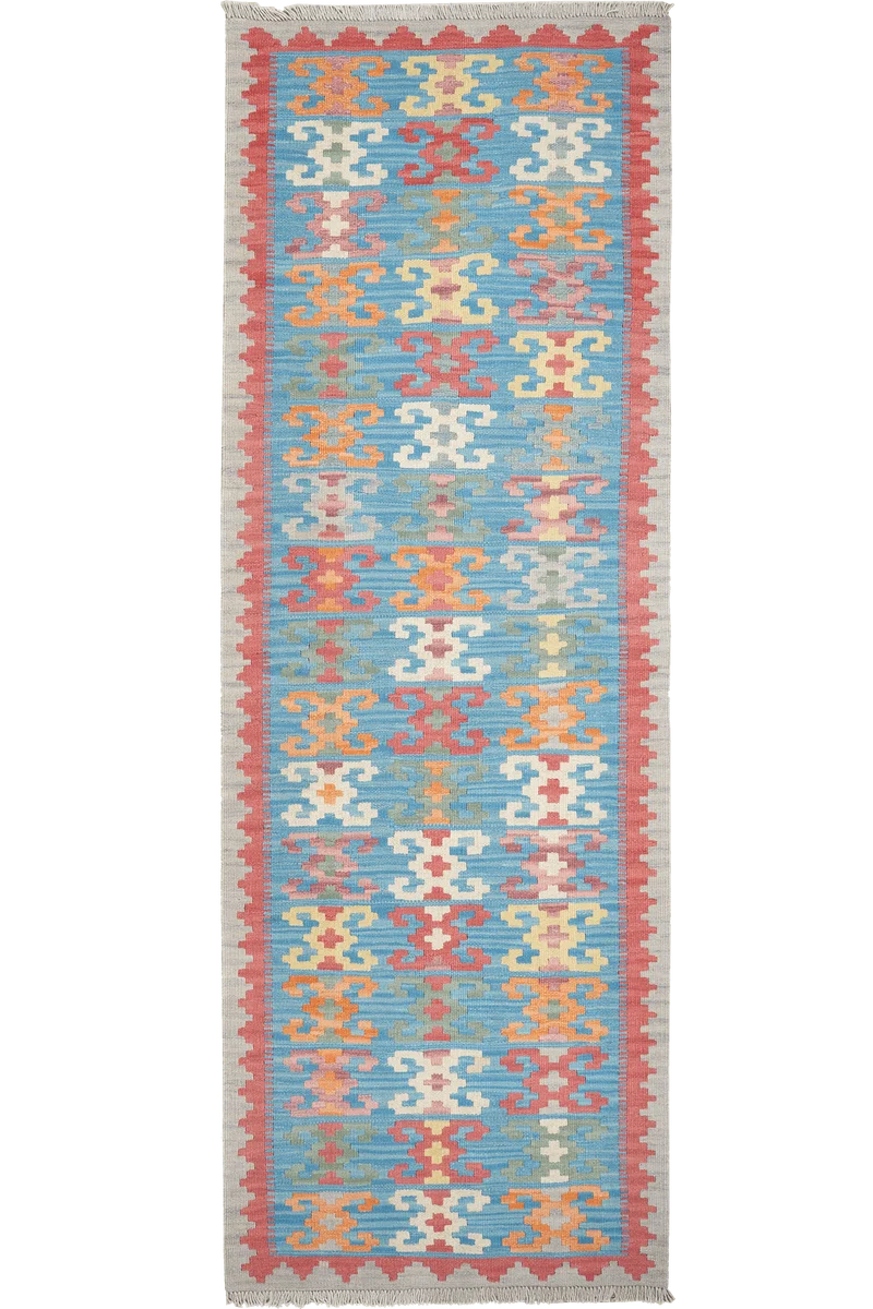 Kelim Gashgai · Handgewebt – Blau, 249x86 cm