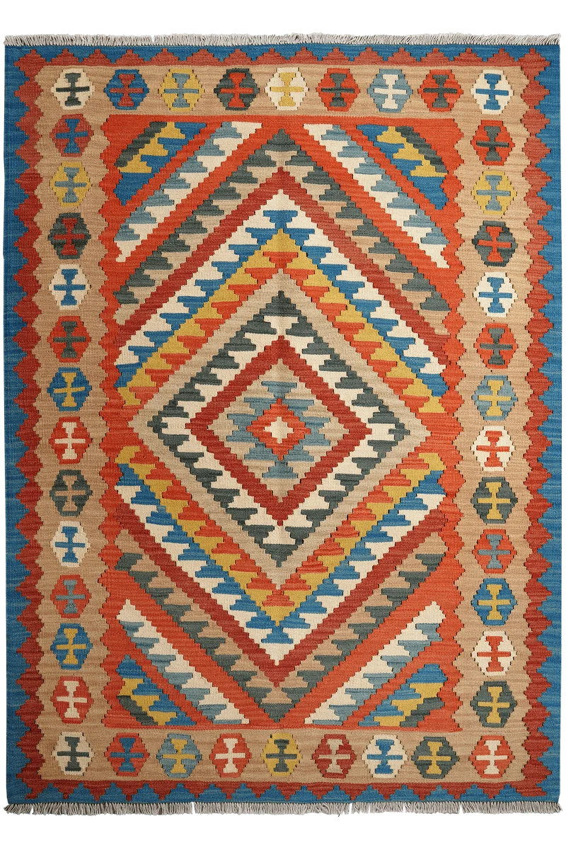 Kelim Gashgai · Handgewebt – Bunt, 206x148 cm
