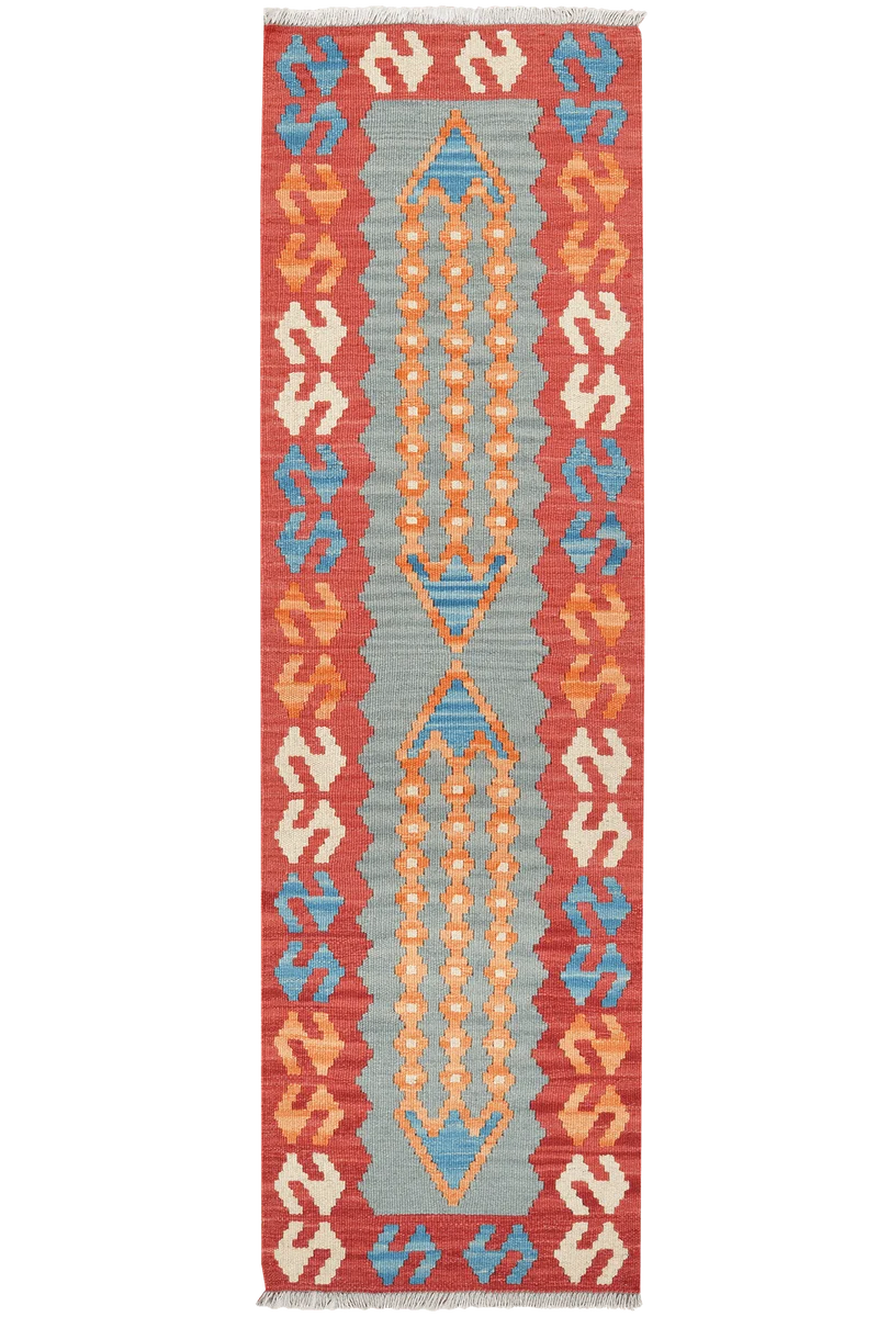 Kelim Gashgai · Handgewebt – Grün, 190x59 cm