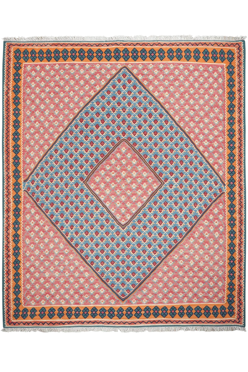 Kelim Senneh · Handgewebt – Blau, 191x160 cm
