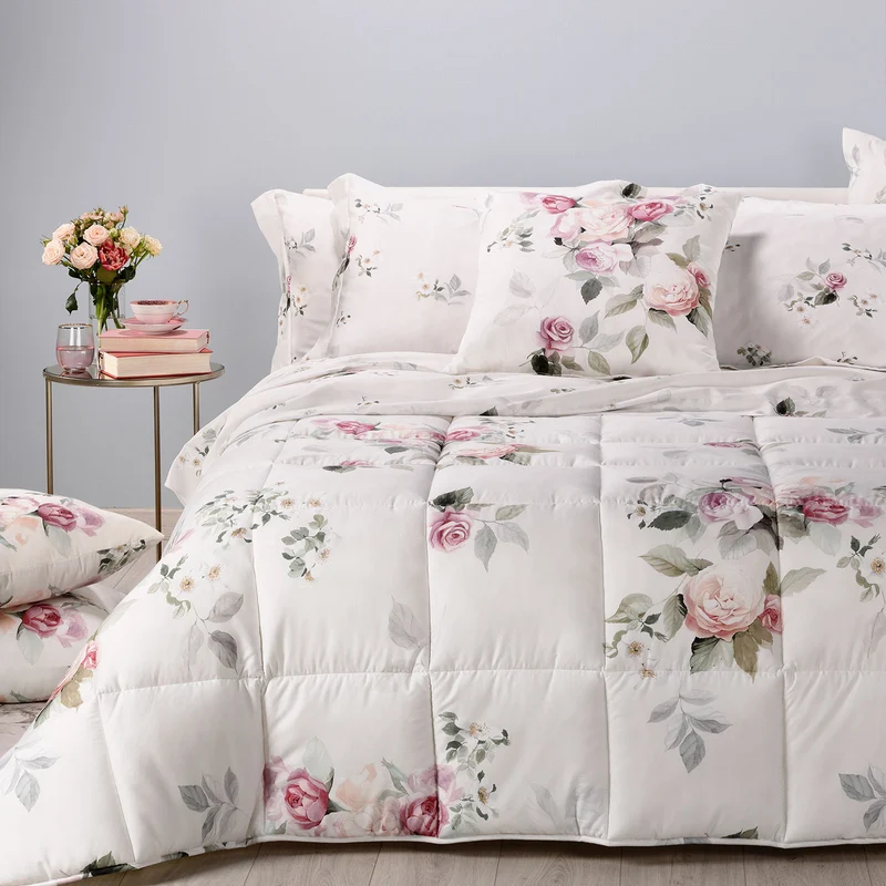 Trapunta rose e fiori Floreale in Raso di cotone 300 gr/mq