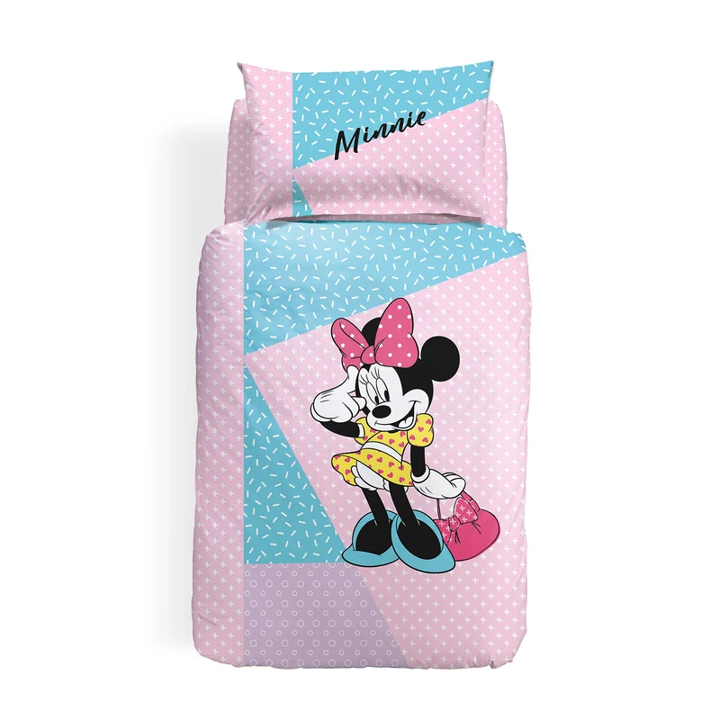 Completo Copripiumino in Cotone Minnie Pink Cartoons Ragazza