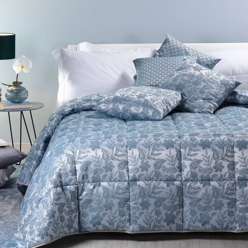 Trapunta in Raso Jacquard Myosotis Dreaming Floreale