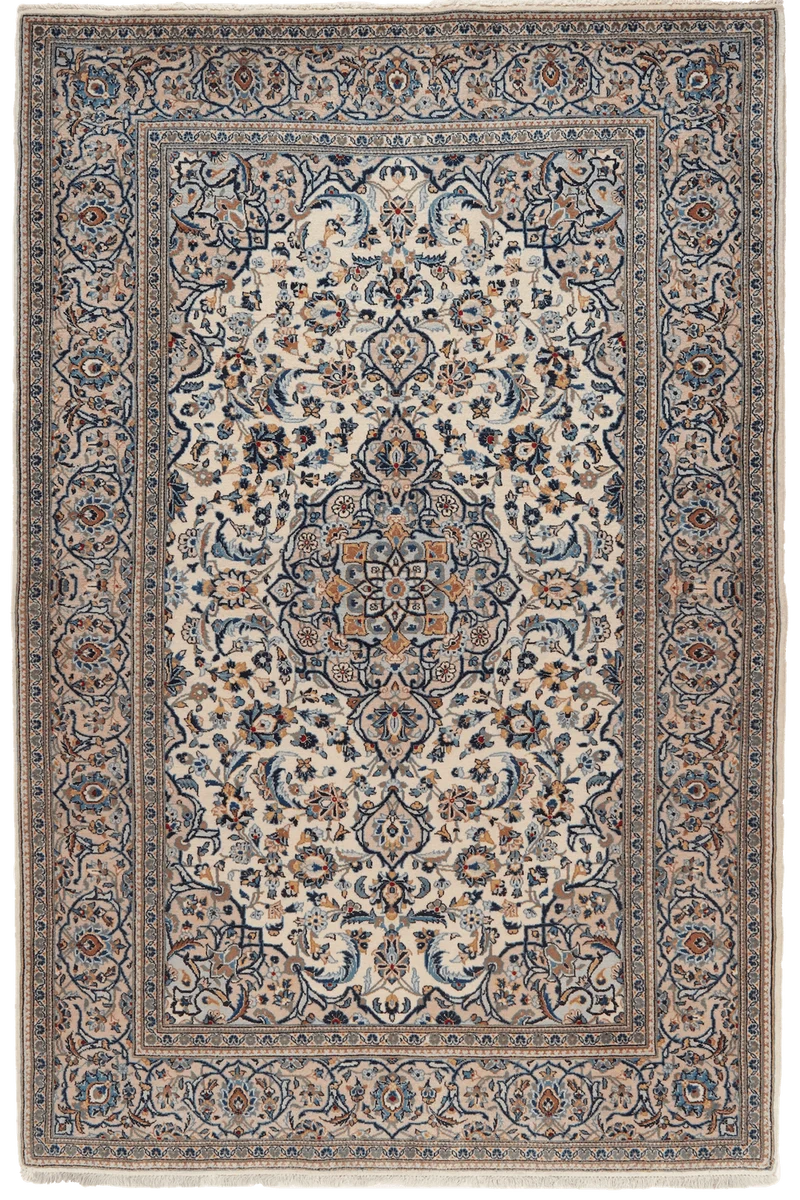 Kashan · Handgeknüpft – Beige, 213x135 cm