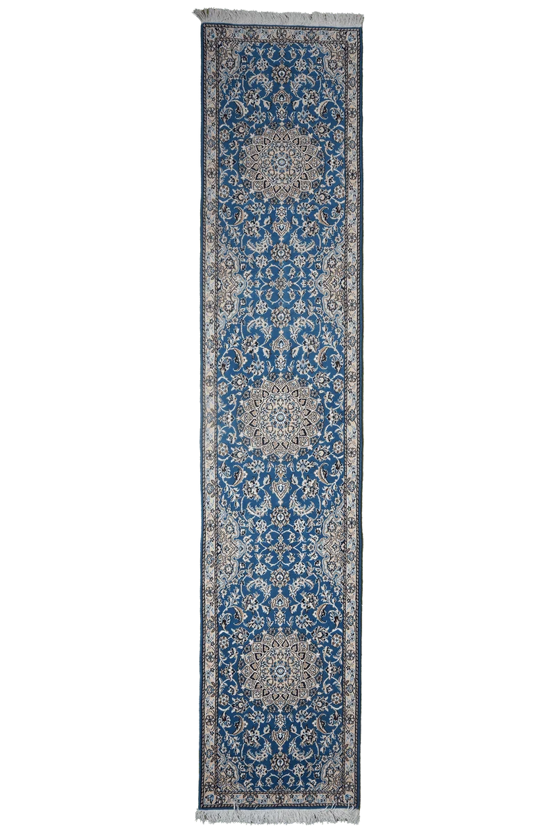 Nain 9La · Handgeknüpft – Blau, 293x60 cm