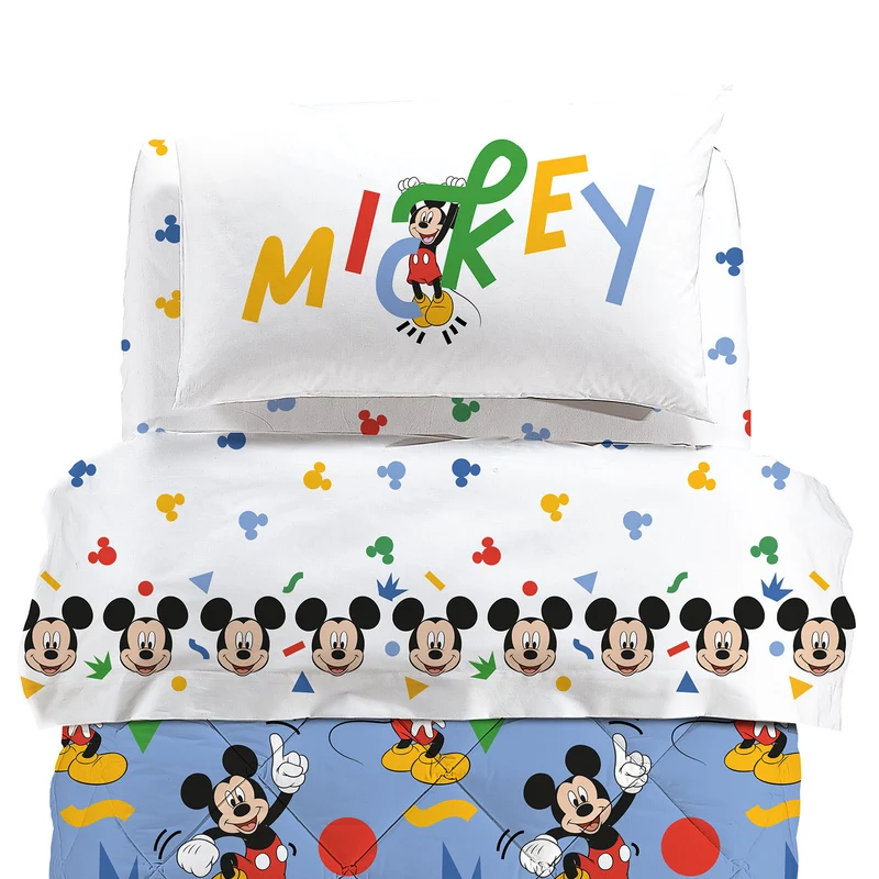 Completo Lenzuola mickey colors in Cotone
