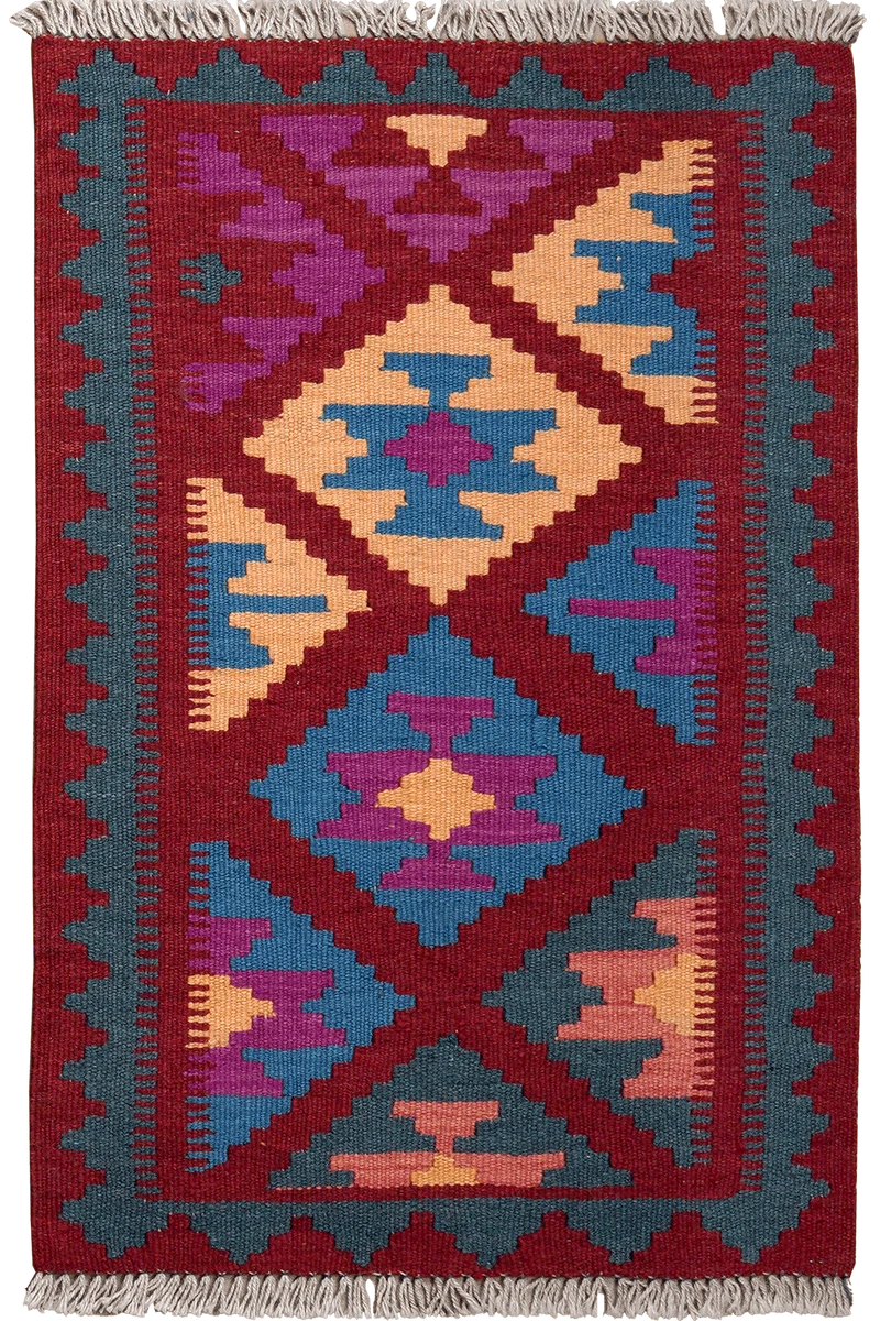 Kelim Gashgai · Handgewebt – Rot, 91x59 cm