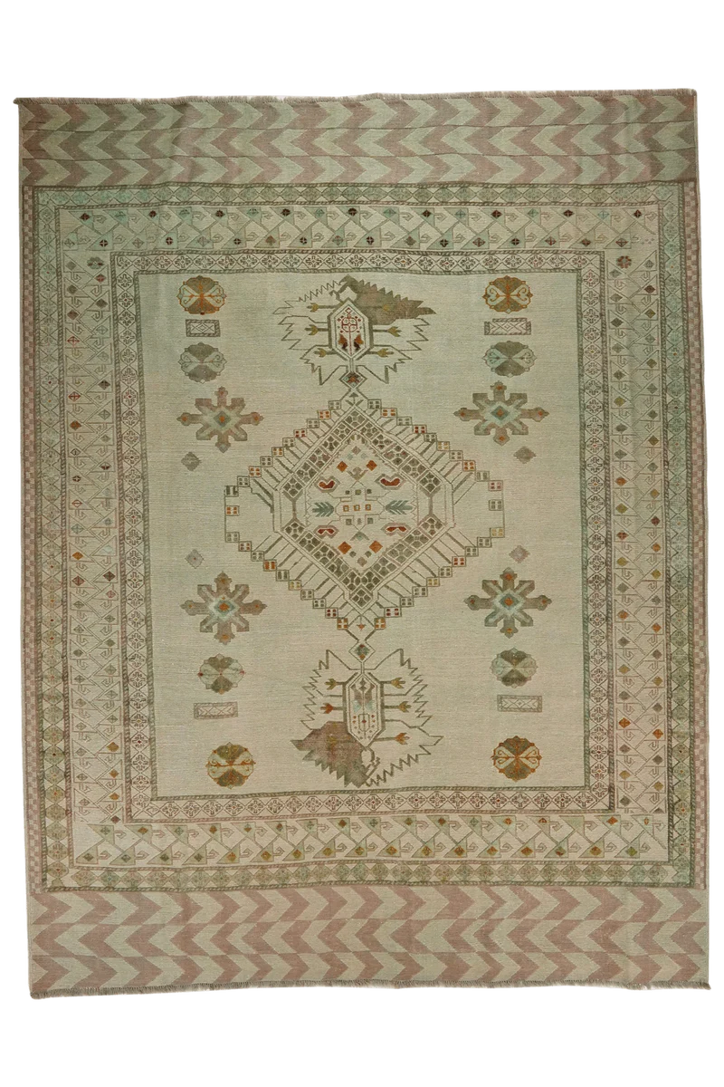 Kelim Belutch · Handgewebt – Grün, 299x231 cm