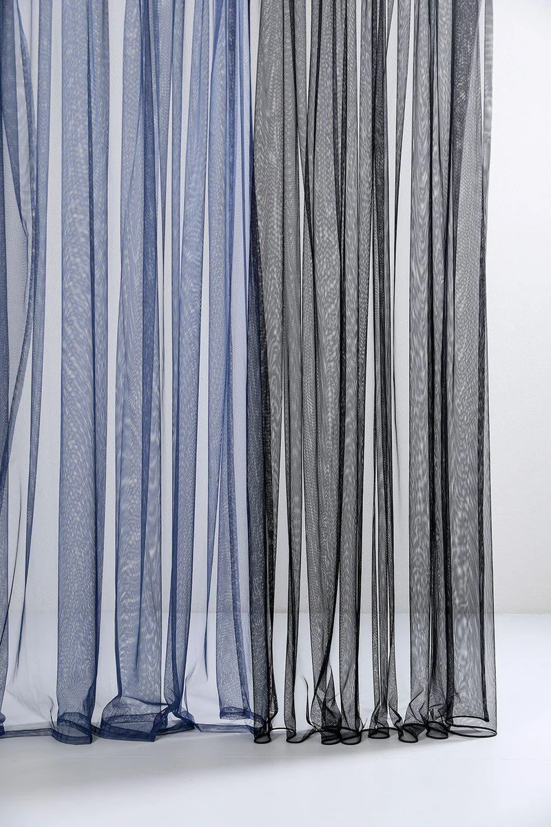 Sheer Tulle Curtains in Blue Color