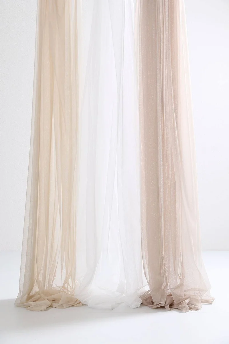 Sheer Tulle Curtains in Beige Color