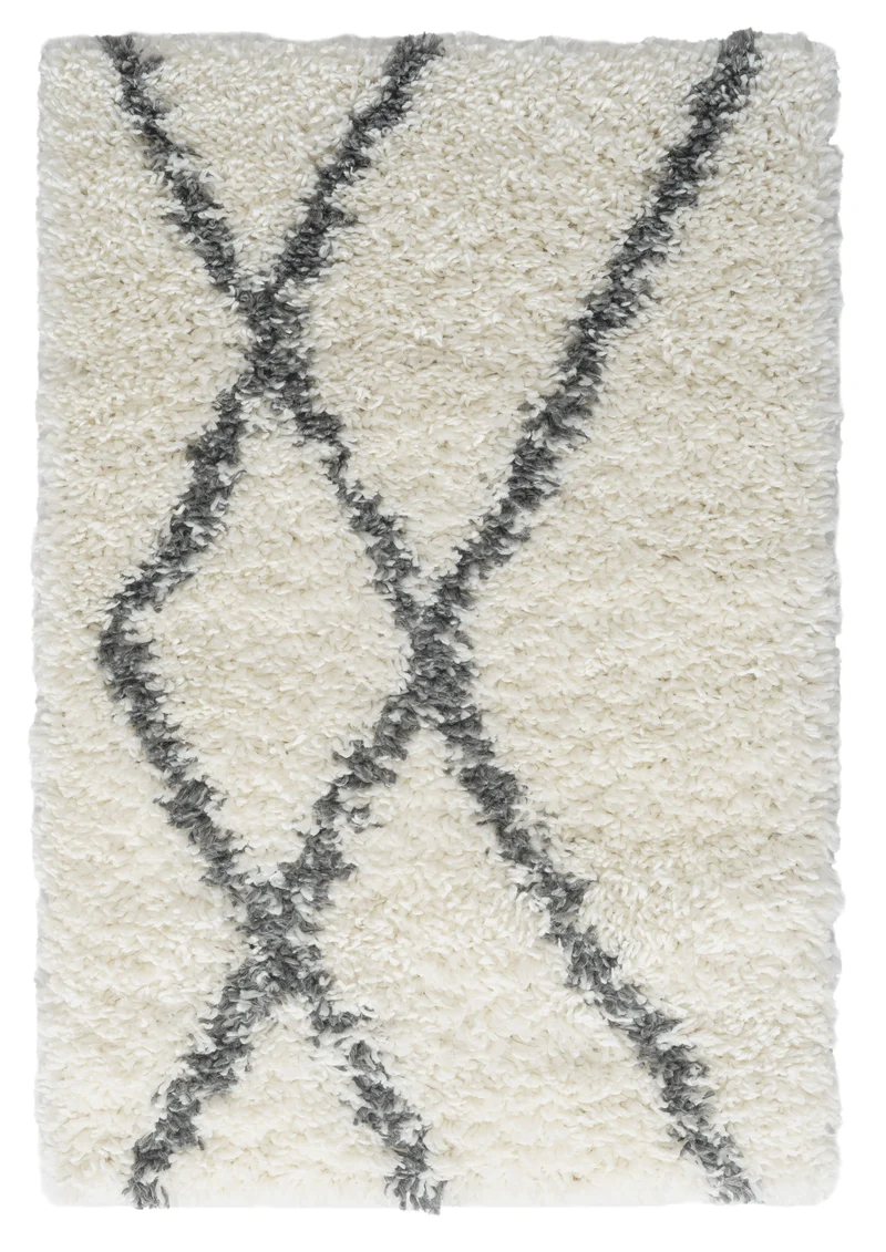 Hochflor Teppich SHAGGY-Raute creme rechteckig diverse Größen