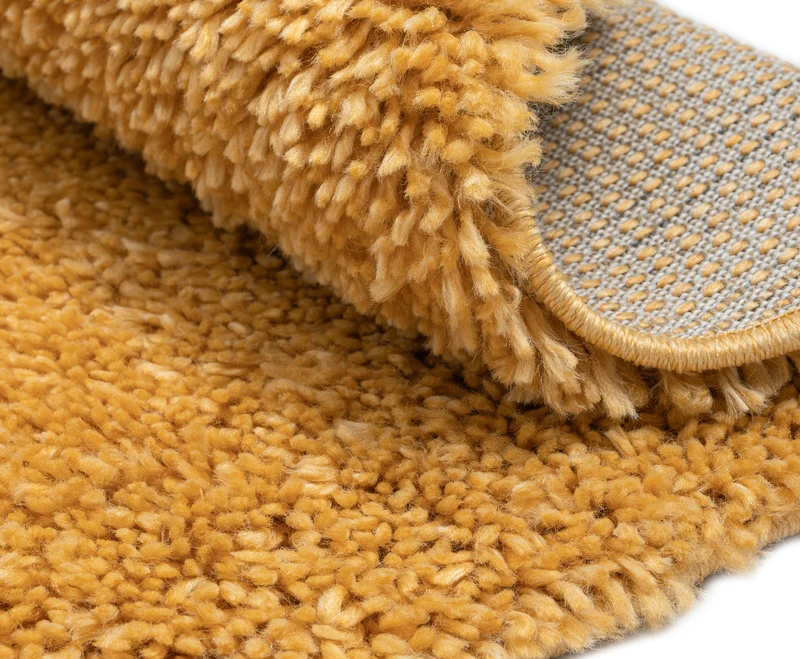 Hochflor Teppich SHAGGY goldgelb rund diverse Größen