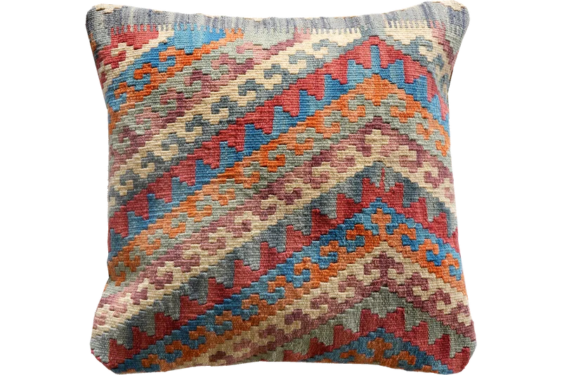 Kelim Kissen · Handgefertigt – Bunt, 50x50 cm