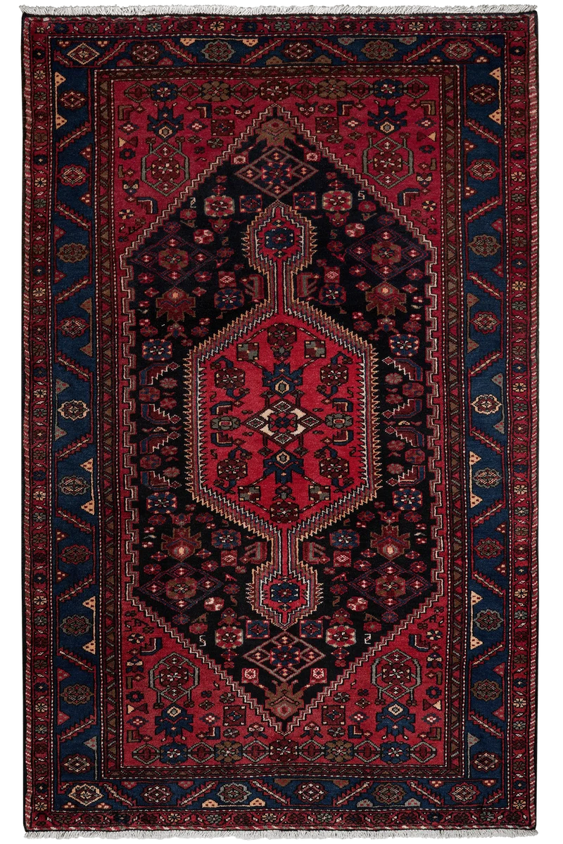 Khamseh · Handgeknüpft – Schwarz, 228x141 cm