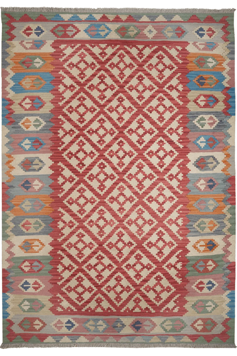 Kelim Gashgai · Handgewebt – Rot, 251x174 cm