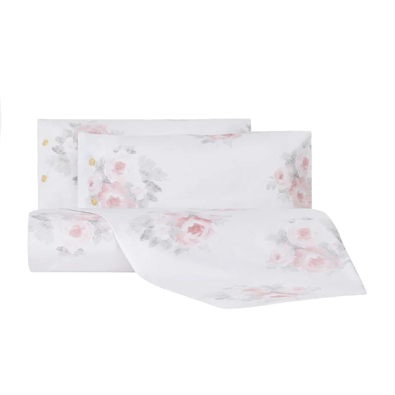 Lenzuolo copriletto con federe charlotte Floreale in Percalle