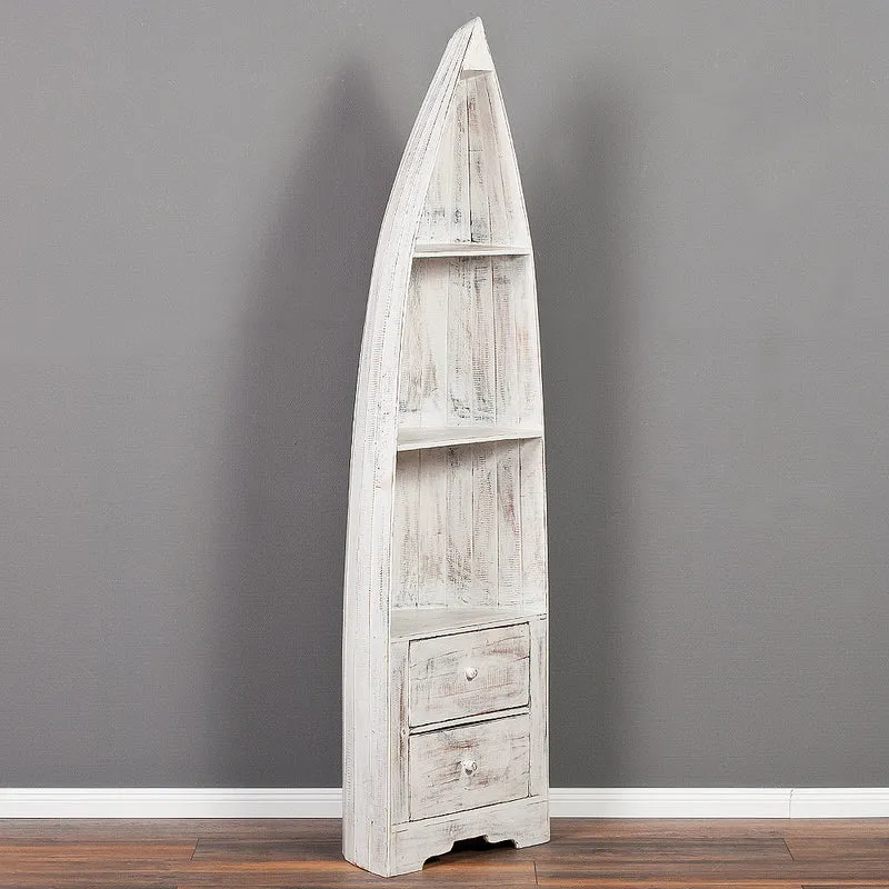 Massivholz Bootsregal / Bücherregal LACI White Wash 195cm