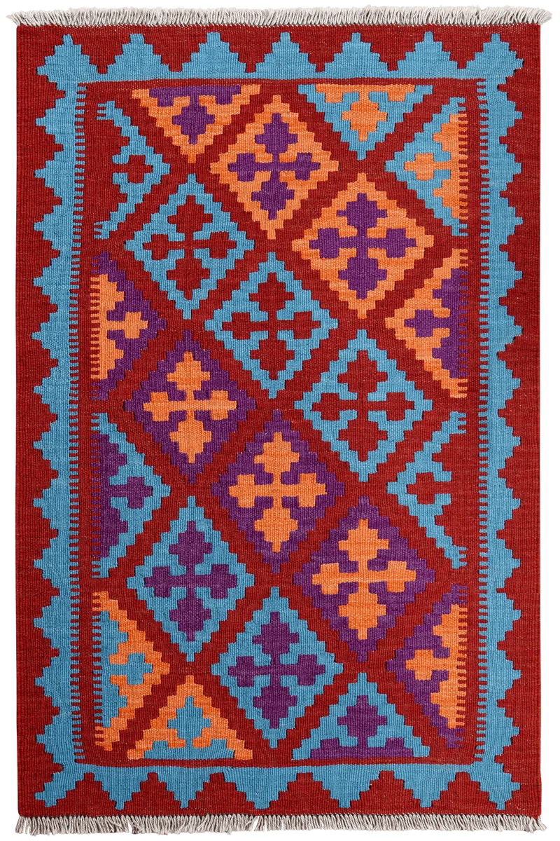 Kelim Gashgai · Handgewebt – Rot, 132x88 cm