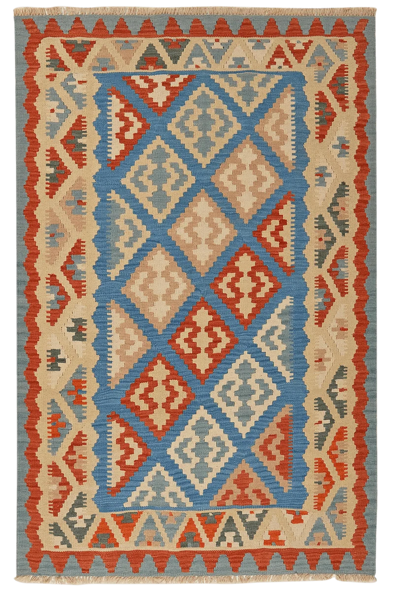 Kelim Gashgai · Handgewebt – Blau, 185x121 cm