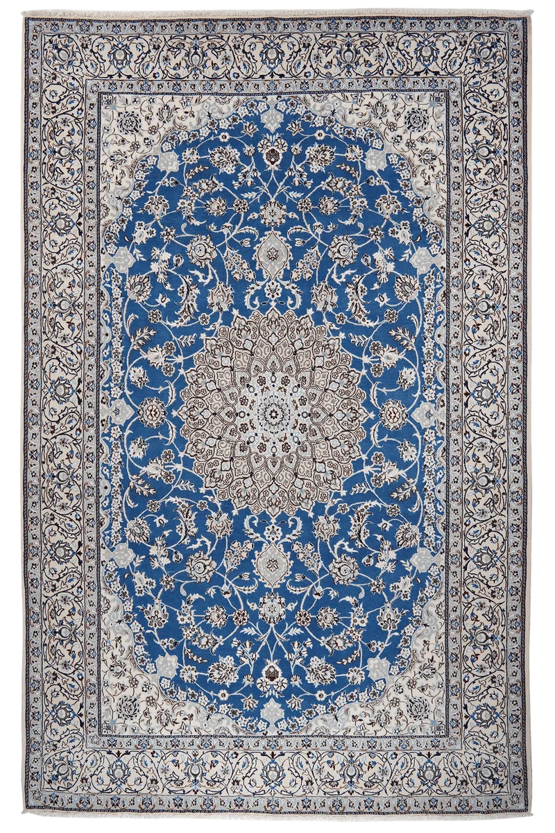 Nain 9La · Handgeknüpft – Blau, 316x201 cm