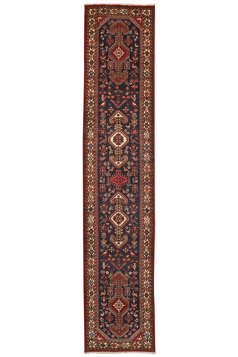 Nasrabad · Handgeknüpft – Blau, 396x82 cm