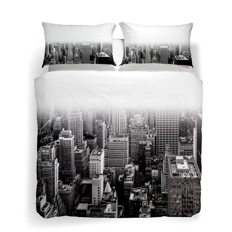 Completo Copripiumino ny black&white Fotografico in Cotone