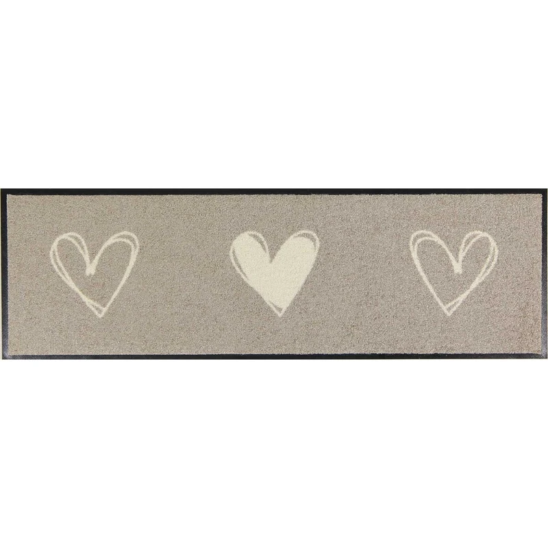 Läufer klein 30x100 Mat Schuhparkplatz Herzen beige