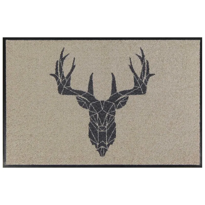 Fußmatte 45x70 Mat Hirsch mit Rand beige