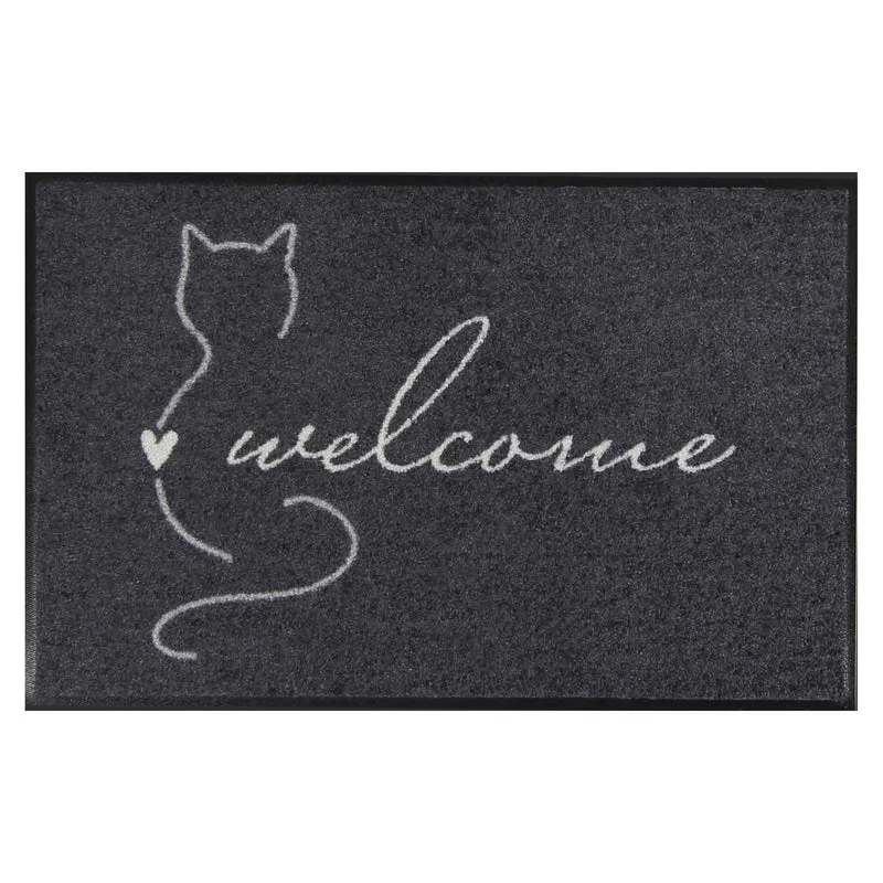 Fußmatte 45x70 Mat Katze welcome anthrazit