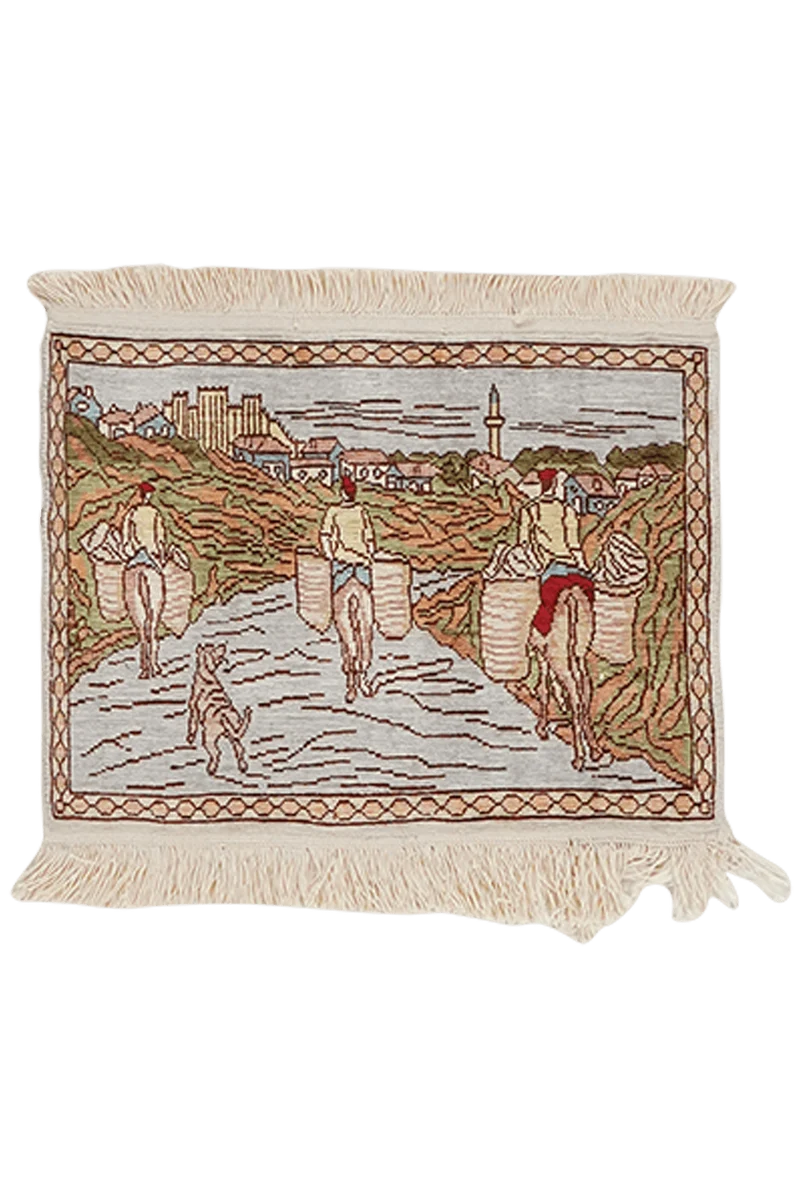 Hereke-Seide · Handgeknüpft – Grau, 35x25 cm