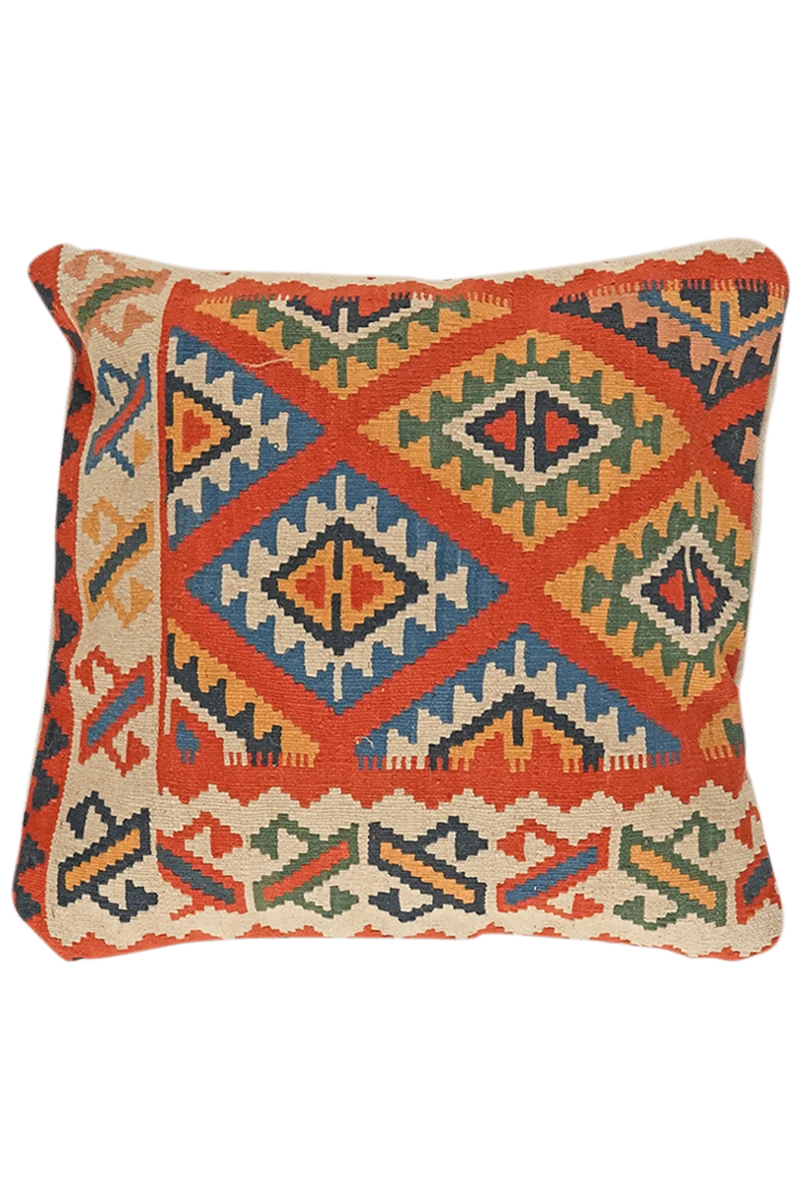 Kelim Kissen · Handgefertigt – Rot, 70x70 cm
