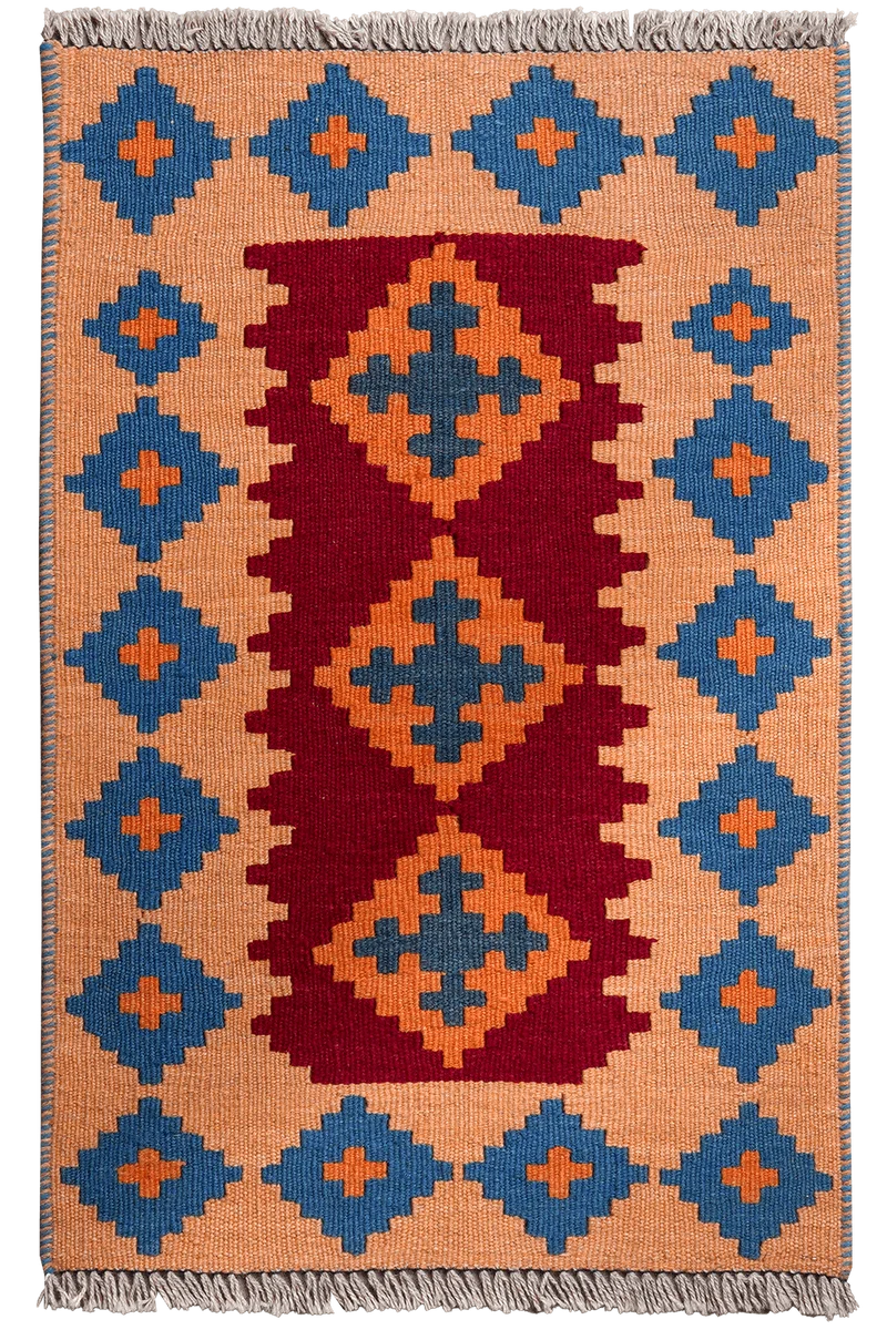 Kelim Gashgai · Handgewebt – Rot, 89x57 cm
