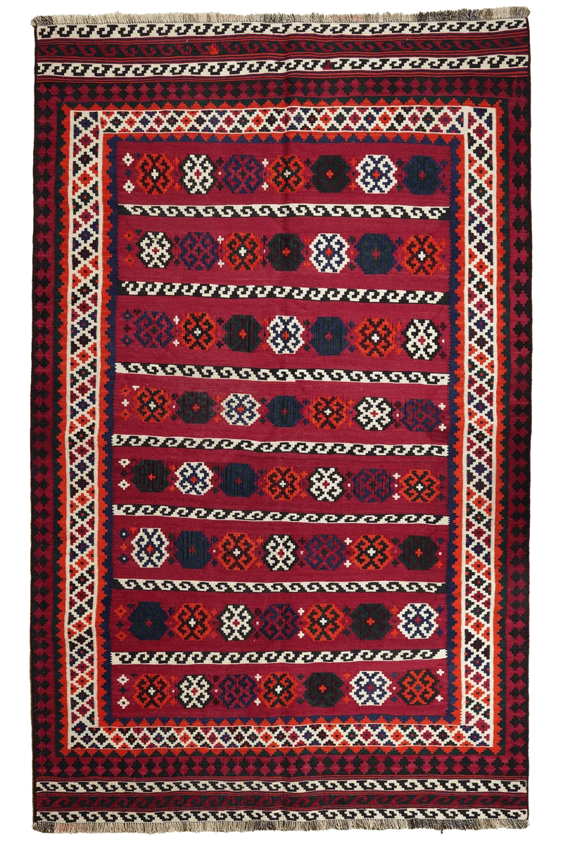 Kelim Gashgai Old · Handgewebt – Rot, 258x160 cm