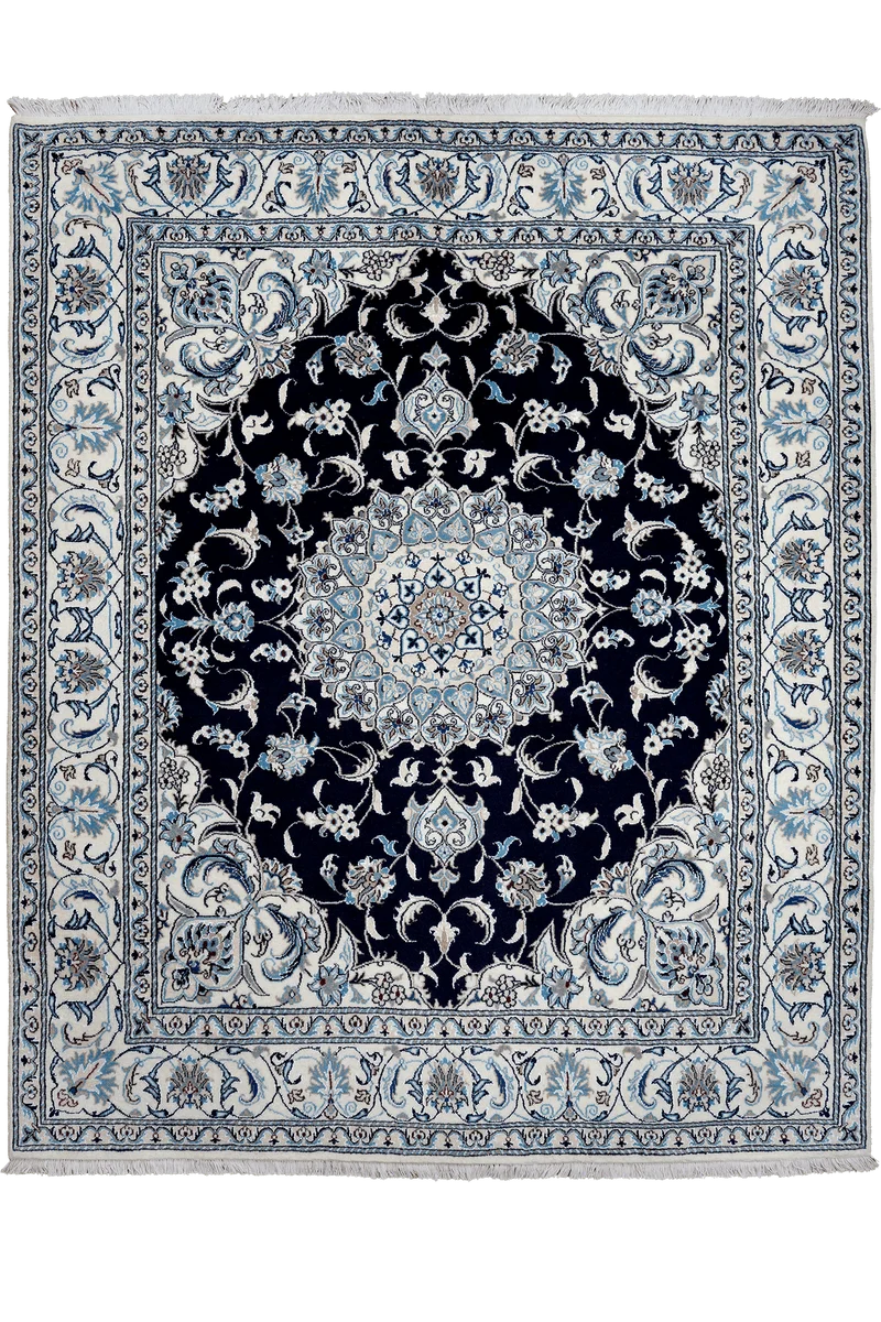 Nain 12La · Handgeknüpft – Blau, 240x196 cm