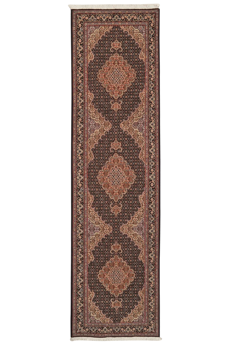 Tabriz 50 Raj · Handgeknüpft – Schwarz, 296x79 cm