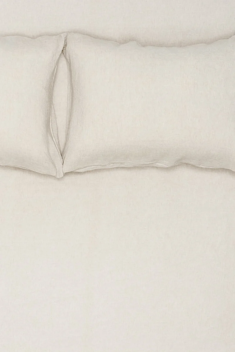 Light Grey Melange Linen Bedding - Yarn Dyed