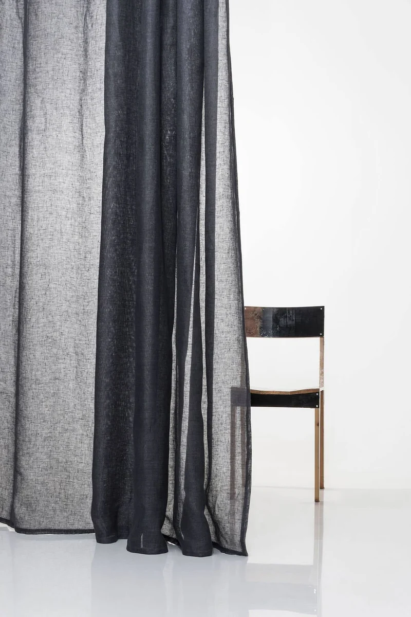 Linen Curtains in Denim Blue Color