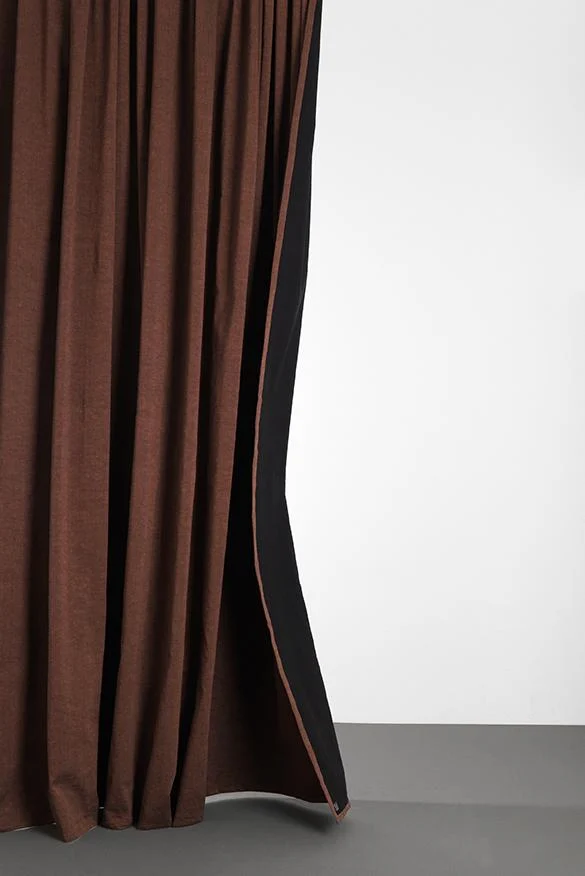 Cotton & Linen Curtains "Belize" in Copper Red & Black Colors