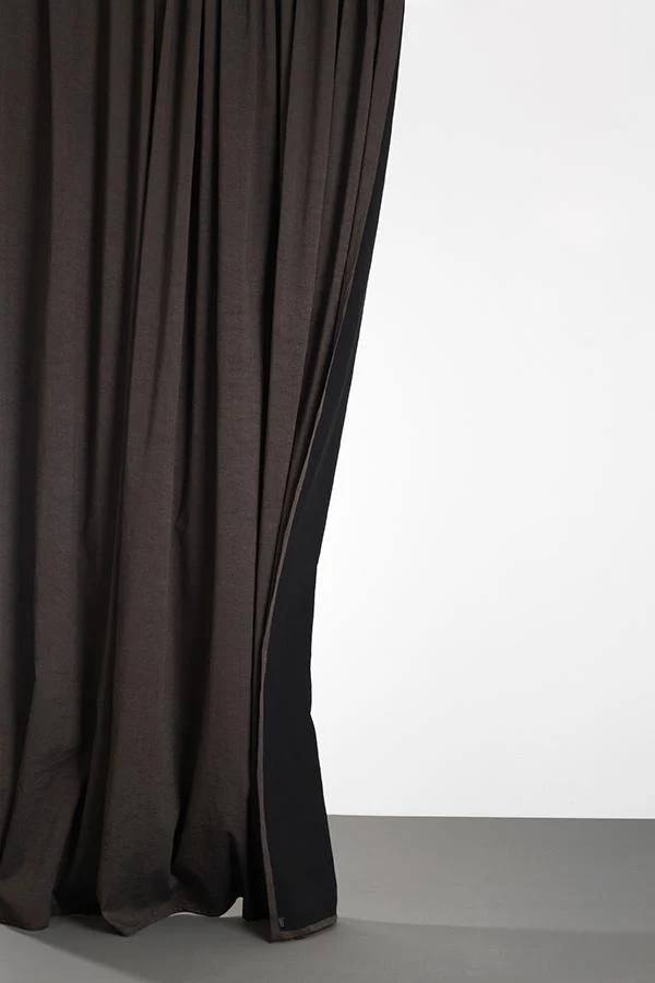 Cotton & Linen Curtains "Belize" in Marrone Brown & Black Colors