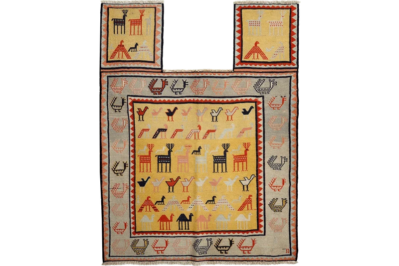 Sumak Shahsavan · Handgewebt – Gelb, 156x118 cm