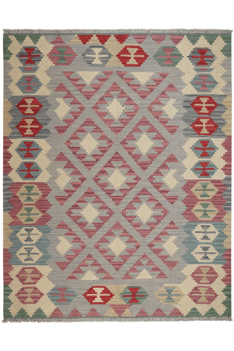 Kelim Gashgai · Handgewebt – Grau, 191x154 cm