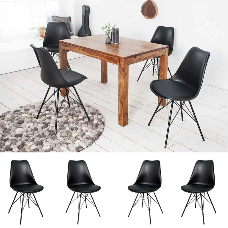 4er Set Design-Klassiker Stuhl NORWAY schwarz Metallgestell schwarz
