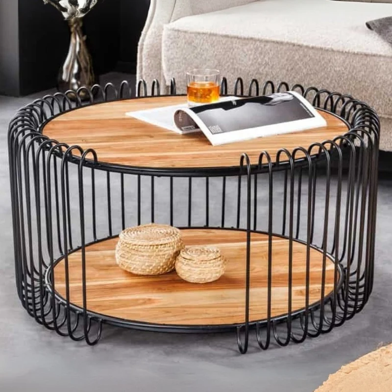 Moderner Massivholz Couchtisch PRAWDA 70cm Akazie natur