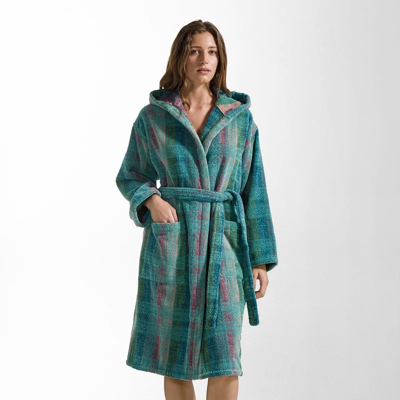 Accappatoio con Cappuccio Scotland Moderno in Spugna 380 gr/mq