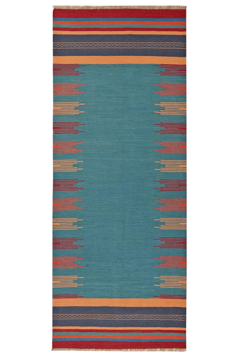 Kelim Gashgai · Handgewebt – Blau, 250x101 cm