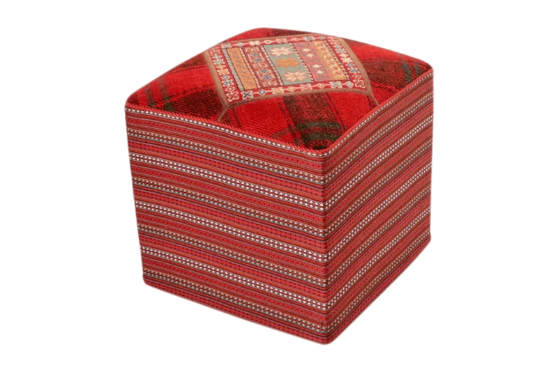 Kelim Pouf · Handgefertigt – Bunt, 47x47 cm