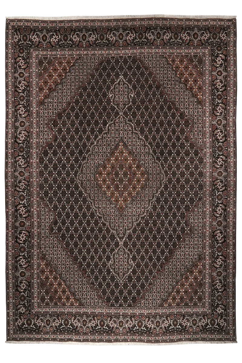 Tabriz 40 Raj · Handgeknüpft – Schwarz, 358x252 cm